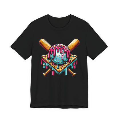 Ice Cream Drip Baseball Graphic T-Shirt