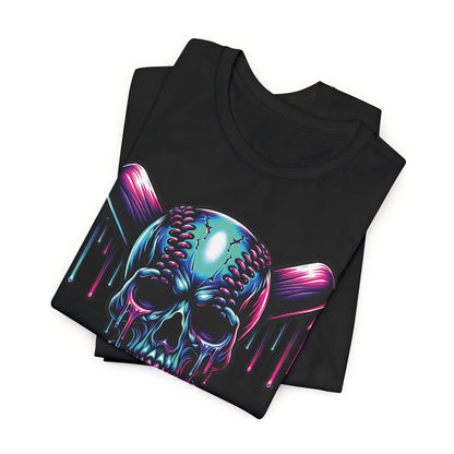 Drip Baseball Skull Graphic T-Shirt