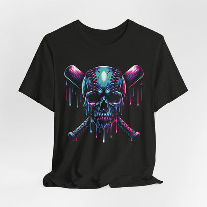 Drip Baseball Skull Graphic T-Shirt