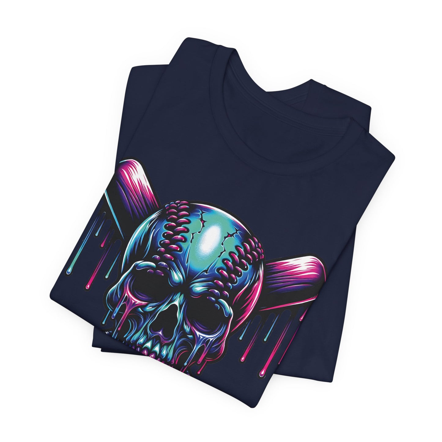 Drip Baseball Skull Graphic T-Shirt