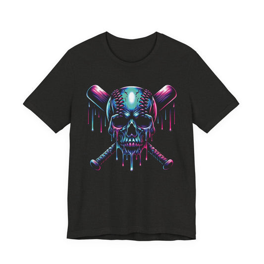 Drip Baseball Skull Graphic T-Shirt