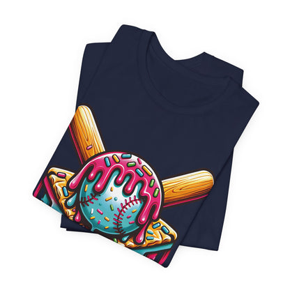 Ice Cream Drip Baseball Graphic T-Shirt
