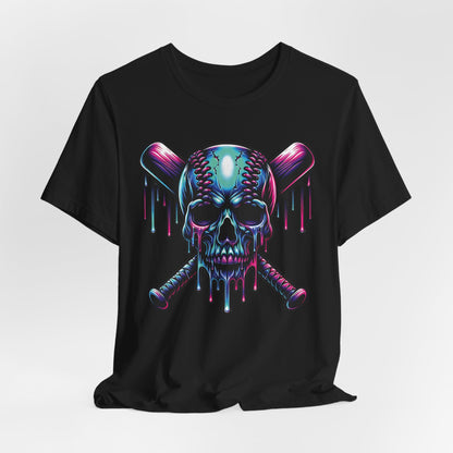 Drip Baseball Skull Graphic T-Shirt